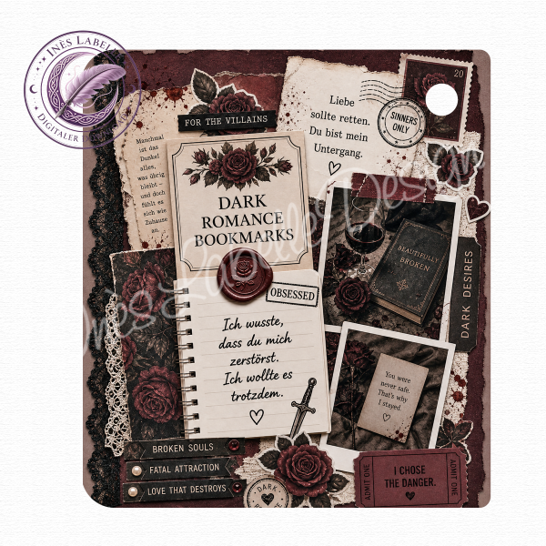 Kobo Libra Colour Inlay | "Dark Romance" | Digitaler Download | Printable Insert for Clear Case