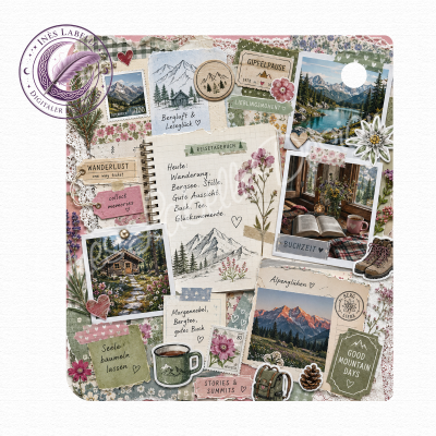 Kobo Libra Colour Inlay | "Bergurlaub rosa" | Digitaler Download | Printable Insert for Clear Case
